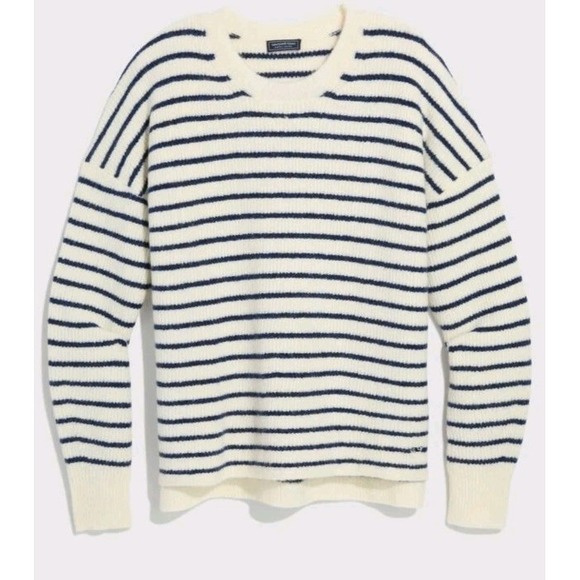 Vineyard Vines Women Organic Cotton Cropped Cardigan Striped Marsh Navy L - Picture 2 of 11